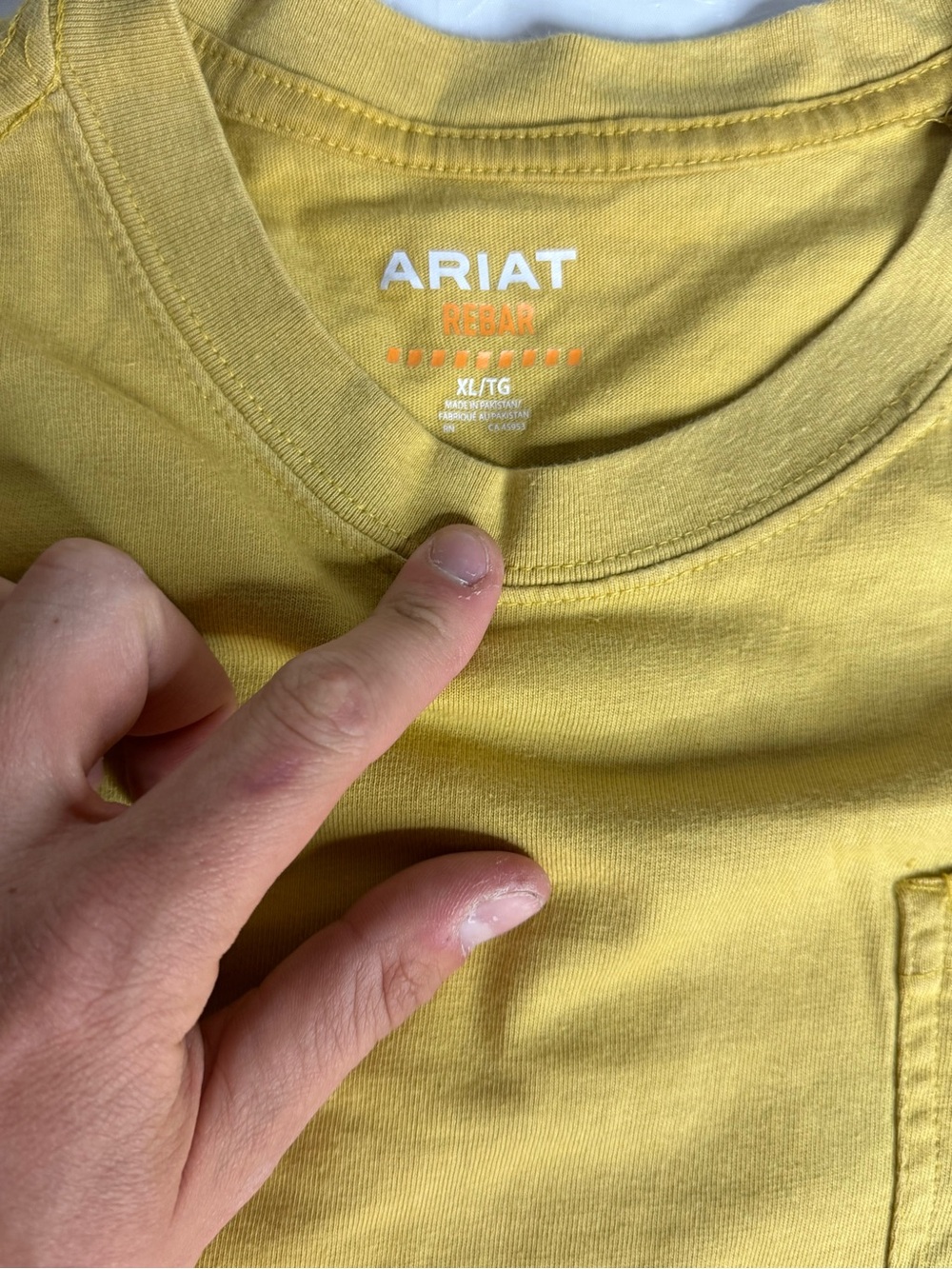 Ariat Rebar Long Sleeve Pocket T Shirt Mens XL Yellow Workwear Graphic Tee - Picture 5 of 6